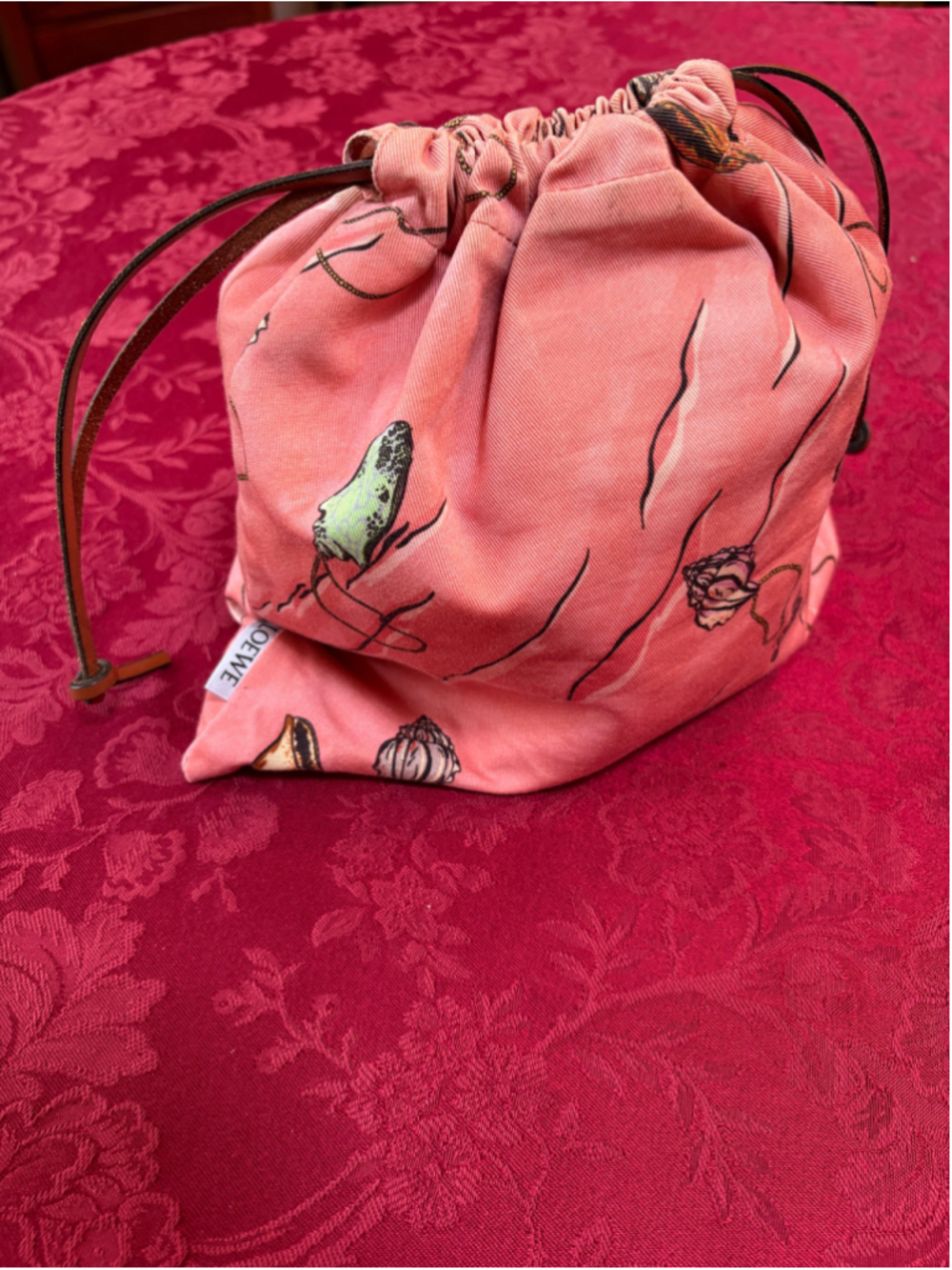 Loewe Pink & Brown Canvas Paula's Ibiza Cosmetic Bag With Seashell Motif - Picture 5 of 6